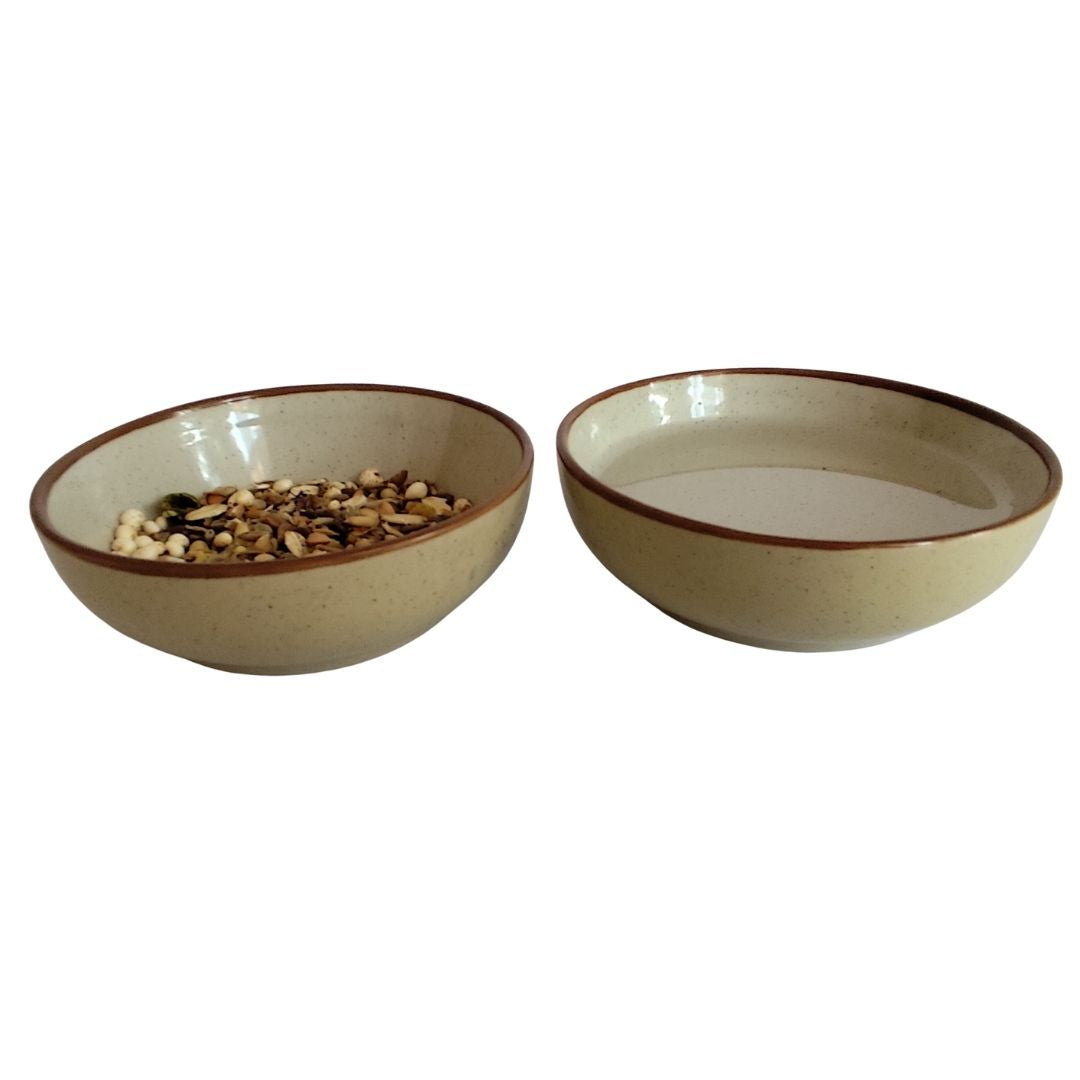 Small Animal Food & Water Bowls - Cinnamon Cream