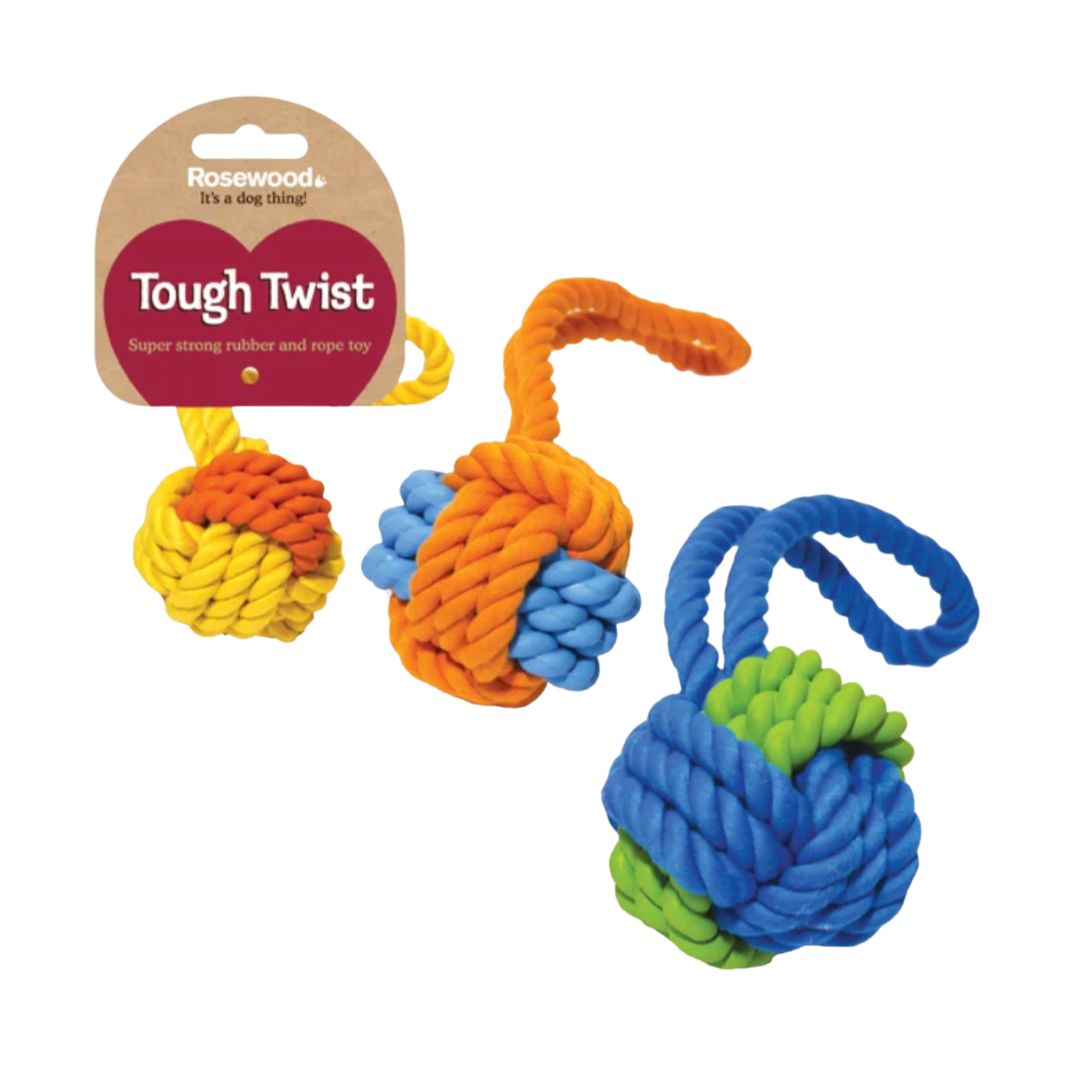 Tough Twist Rubber & Rope Ball Tug (29cm)