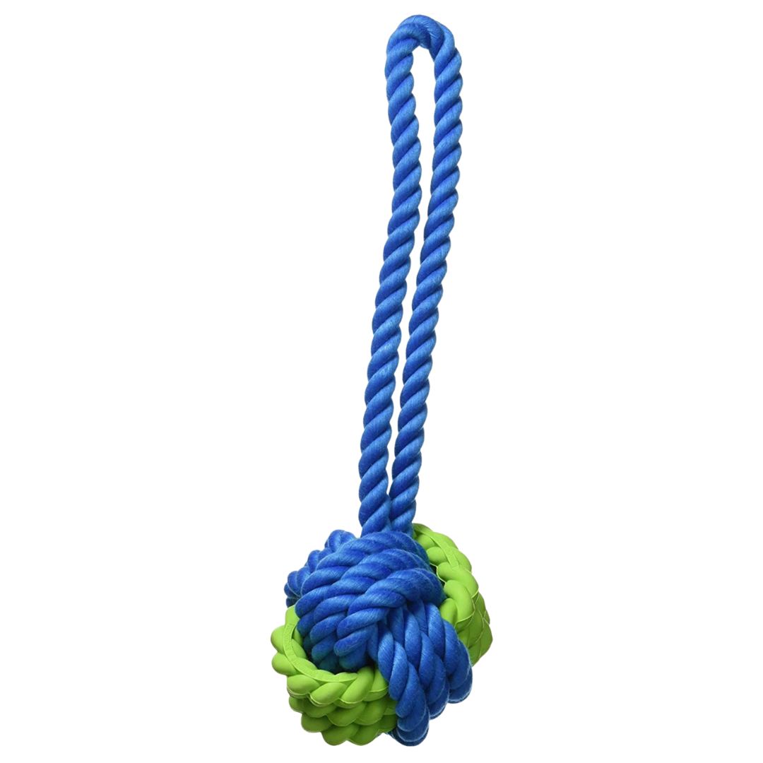 Tough Twist Rubber & Rope Ball Tug (29cm)