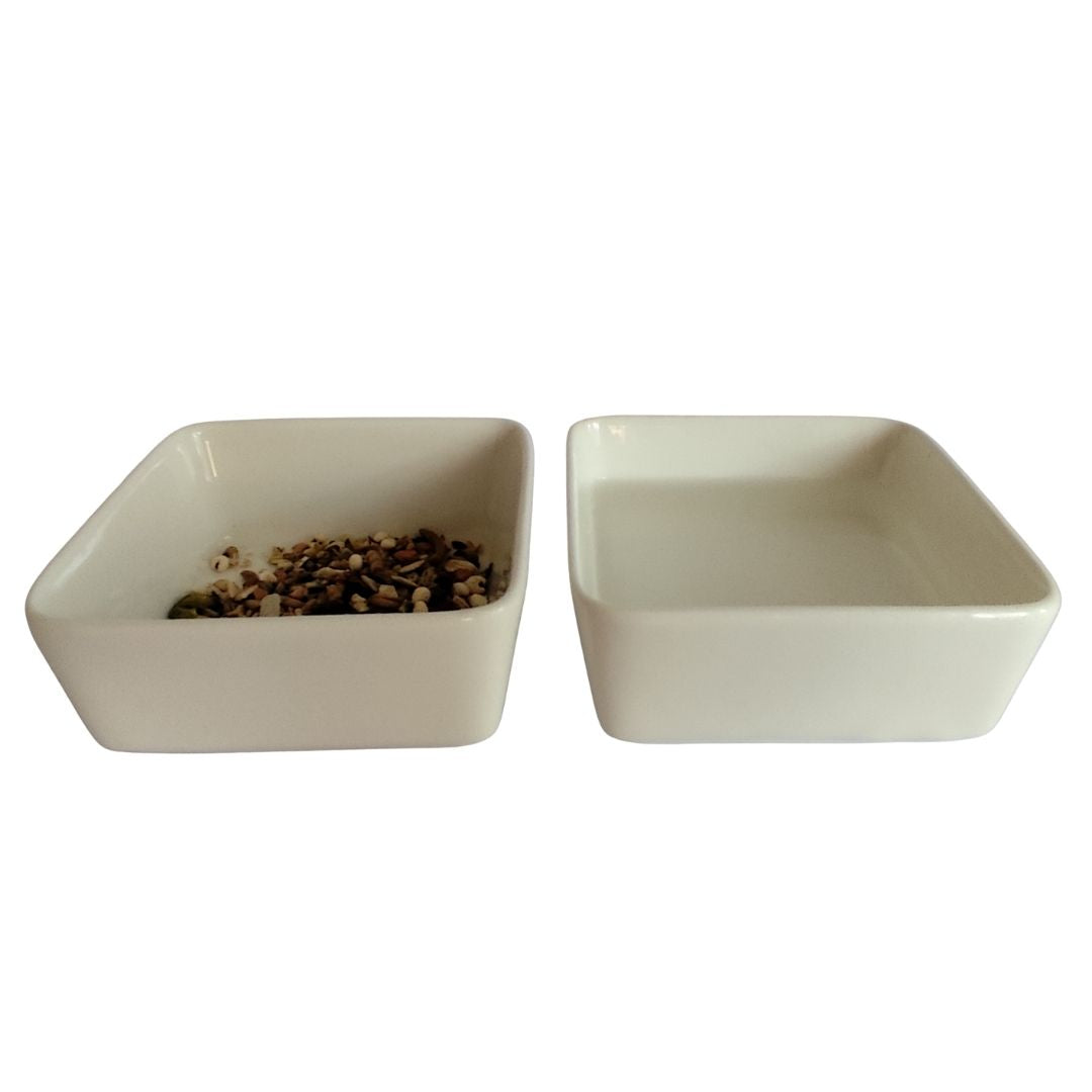 Small Animal Food & Water Bowls - Soft White