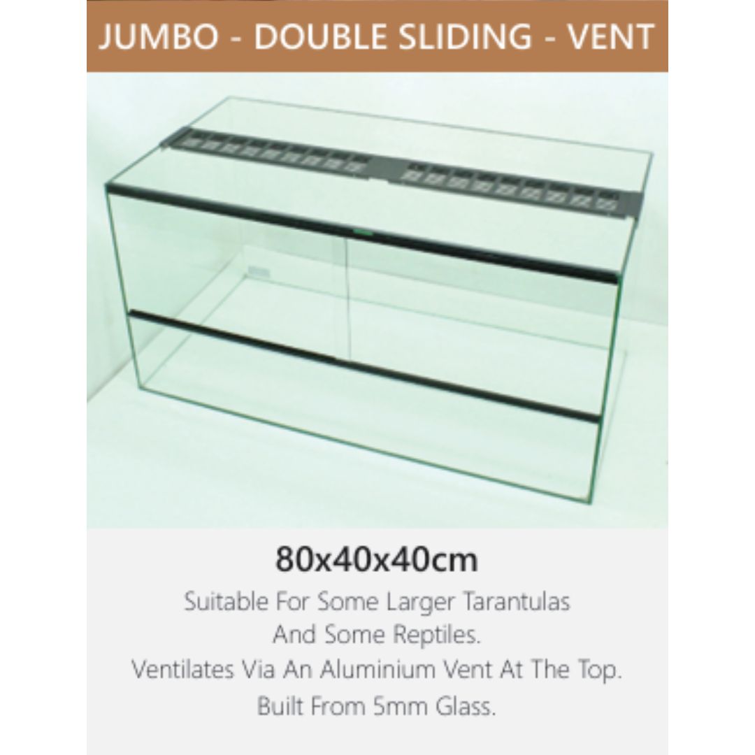 X-Large Double Sliding Door Glass Terranium with Alluminium Vent