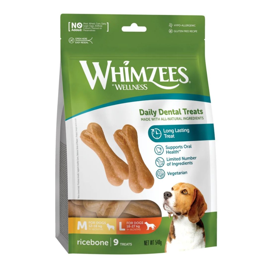 Whimzees Medium/Large Rice Bone Value Bag (9pc)