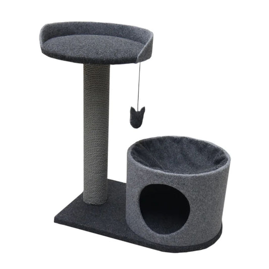 Charcoal Felt Cat House & Perch