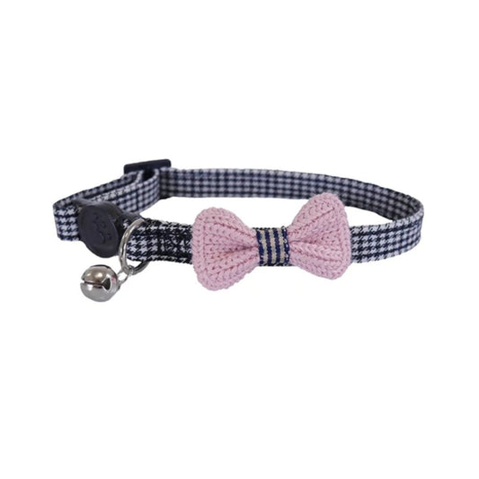 Rosewood Cat Collar Pink Bow Dogtooth