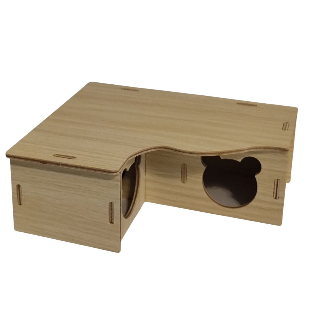 Wooden 3-Chamber Hamster Hide – Natural Burrow-Style Hideout
