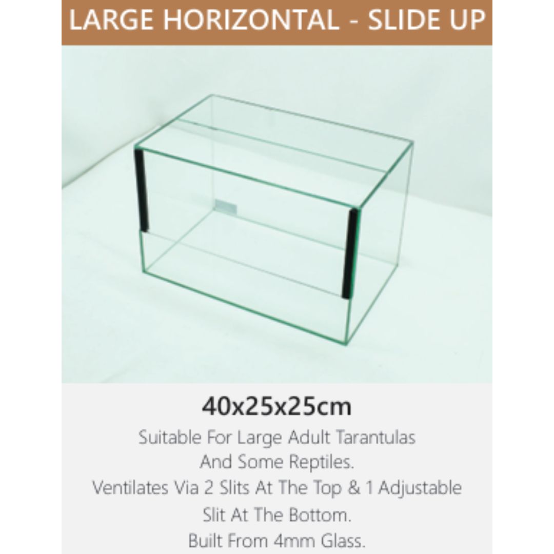 Large Horizontal Slide-Up Glass Terranium