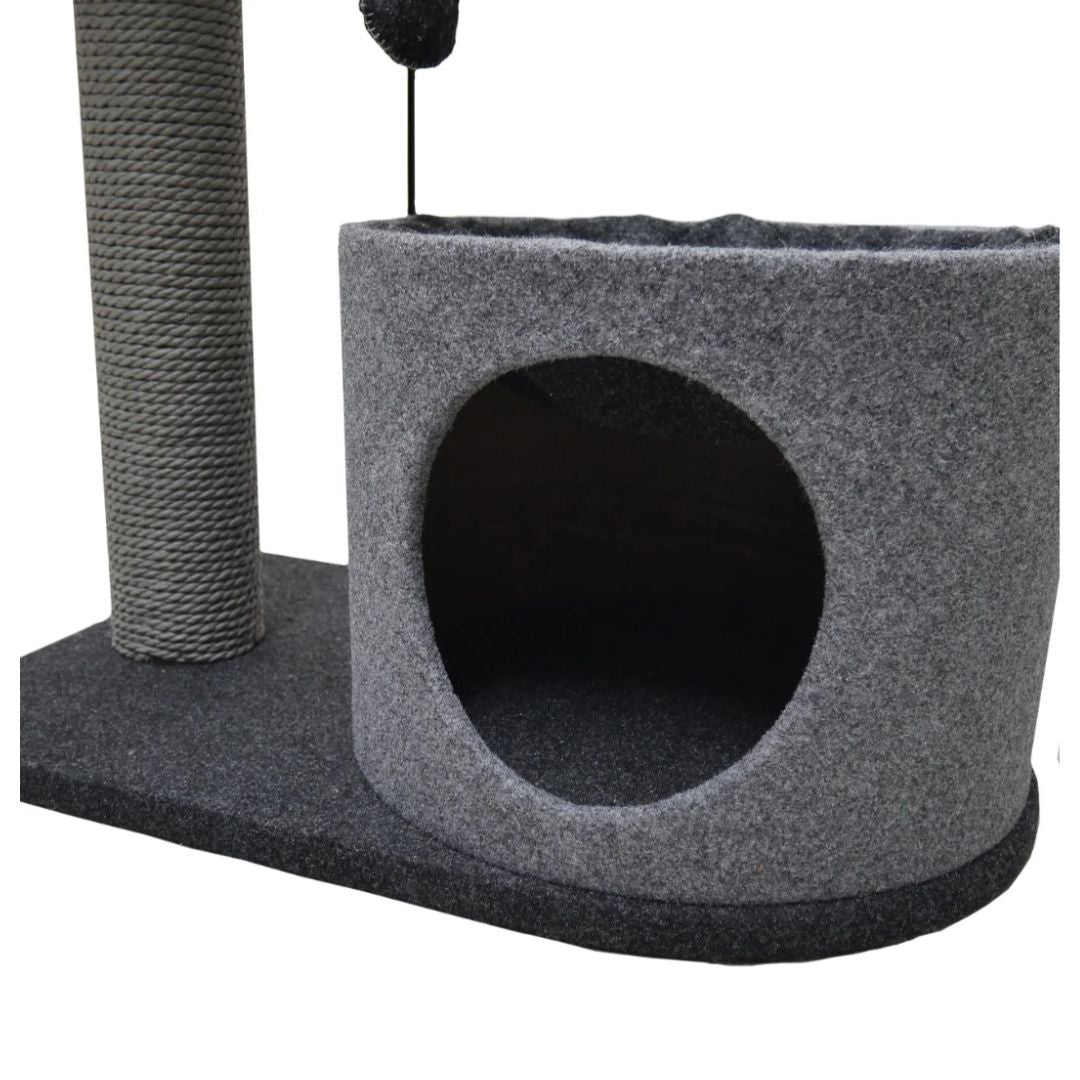 Charcoal Felt Cat House & Perch