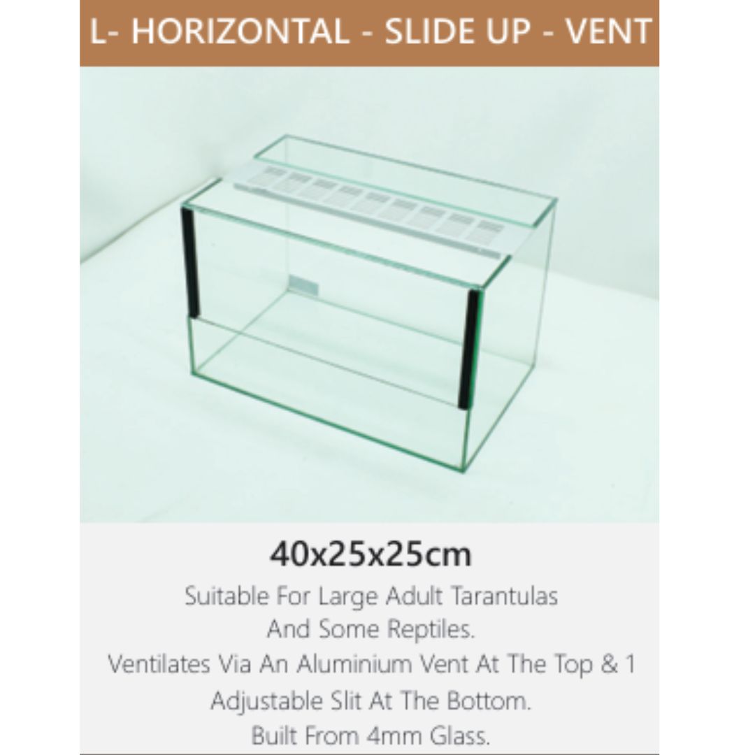 Large Horizontal Slide-Up Glass Terranium with Alluminium Vent