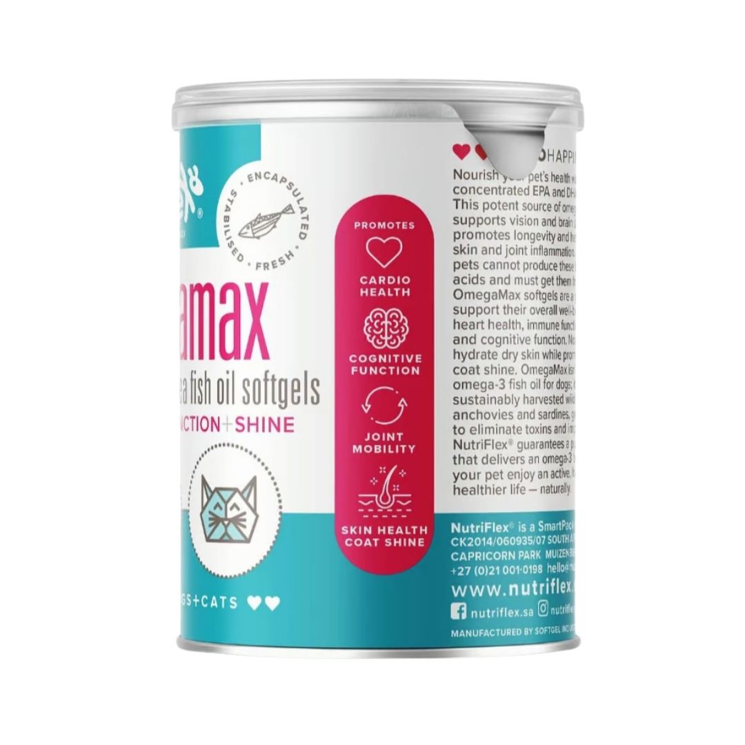 Nutriflex® OmegaMax Omega 3 For Dogs & Cats - Fish Oil Softgels 120 x 1000mg