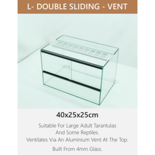 Large Double Sliding Door Glass Terranium with Alluminium Vent