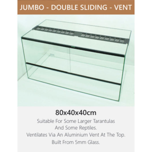 X-Large Double Sliding Door Glass Terranium with Alluminium Vent