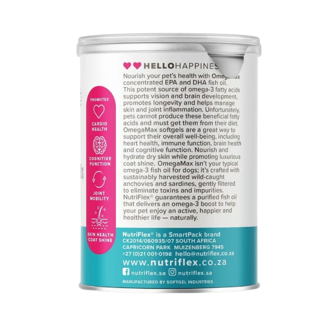 Nutriflex® OmegaMax Omega 3 For Dogs & Cats - Fish Oil Softgels 120 x 1000mg