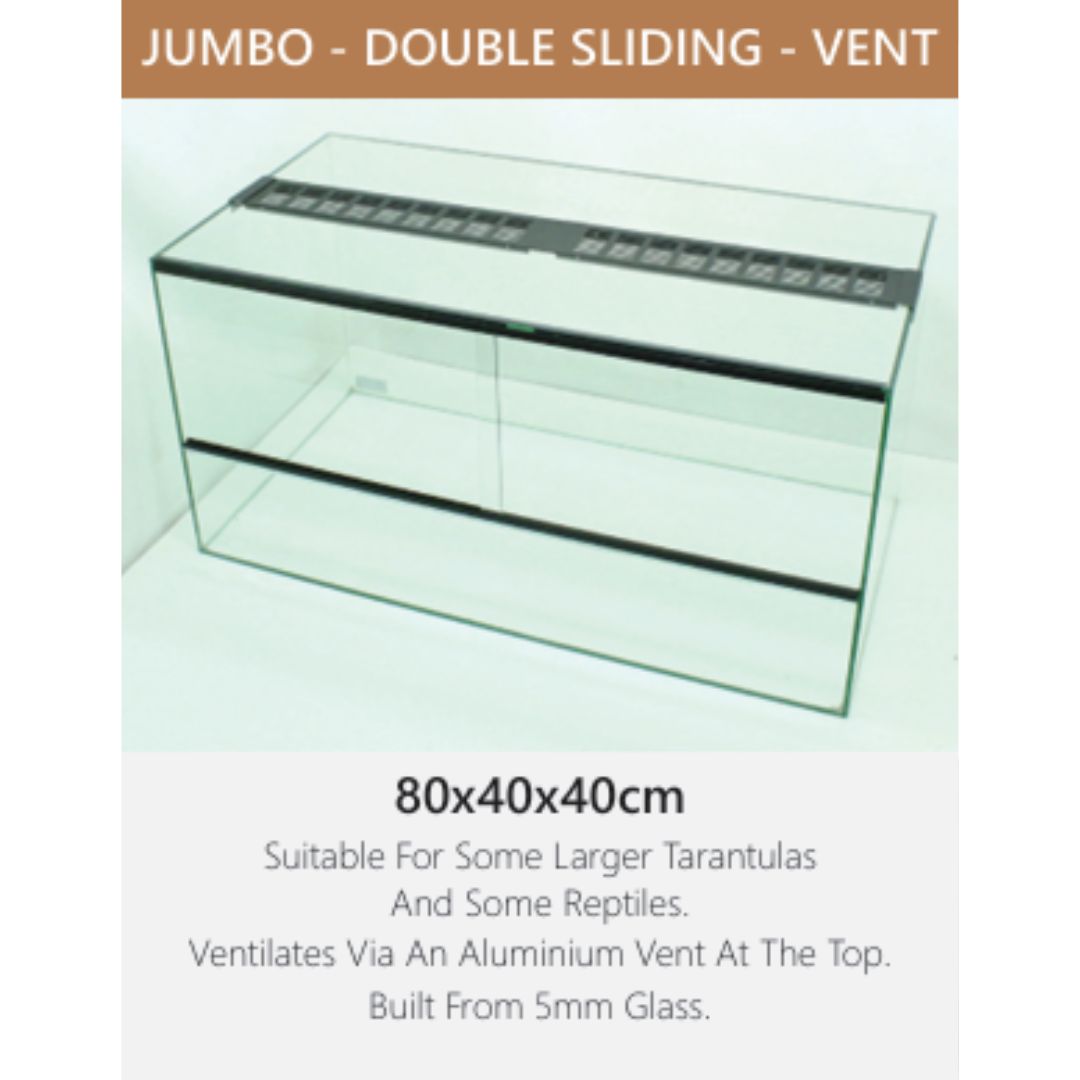 Jumbo Double Sliding Door Glass Terranium with Alluminium Vent