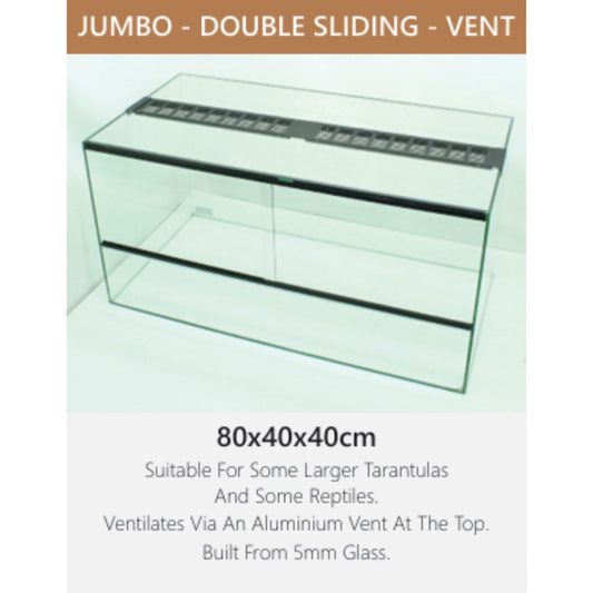 Jumbo Double Sliding Door Glass Terranium with Alluminium Vent