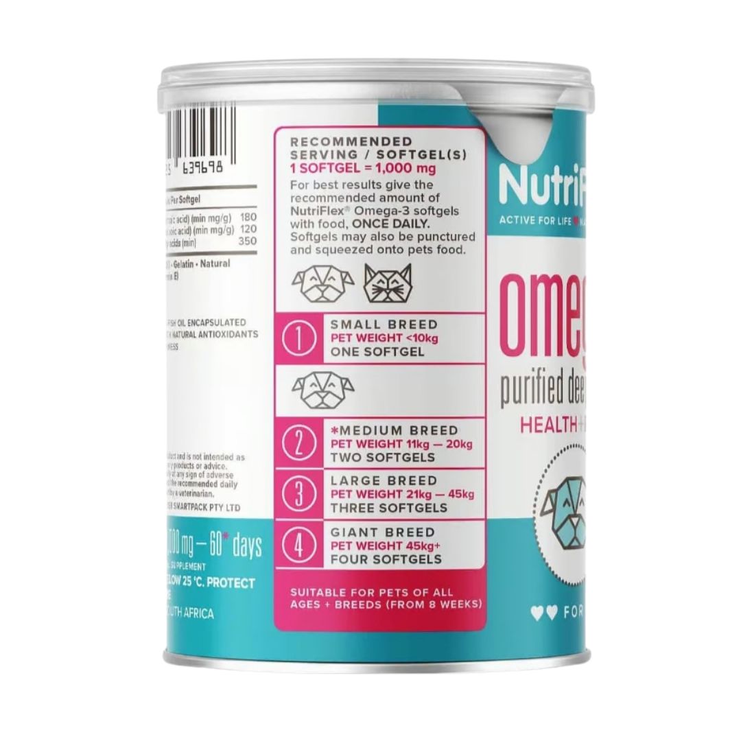 Nutriflex® OmegaMax Omega 3 For Dogs & Cats - Fish Oil Softgels 120 x 1000mg