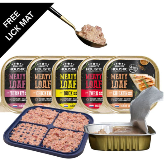 Absolute Holistic Meaty Loaf for Dogs (Bulk - 16 Trays): Buy 1 and get a FREE Rosewood Square Lick Mat!