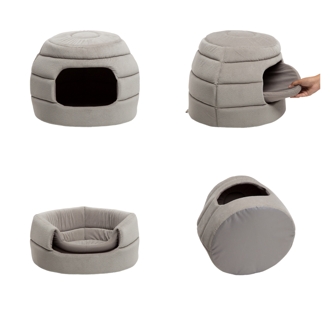 Best Friends by Sheri Honeycomb IIan Hut Cuddler Dog & Cat Bed Grey 2