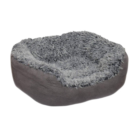 Rosewood Grey Lion Faux Suede Oval Bed