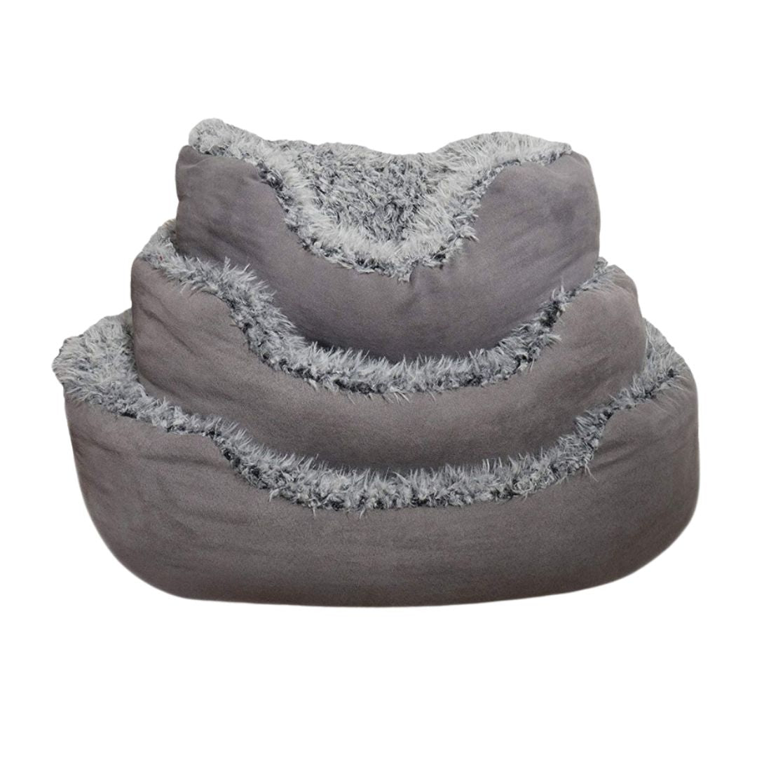 Rosewood Grey Lion Faux Suede Oval Bed