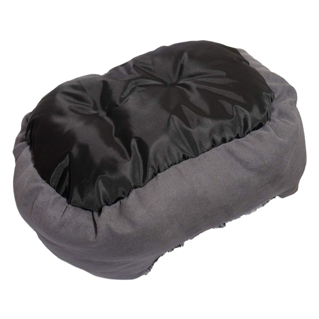 Rosewood Grey Lion Faux Suede Oval Bed