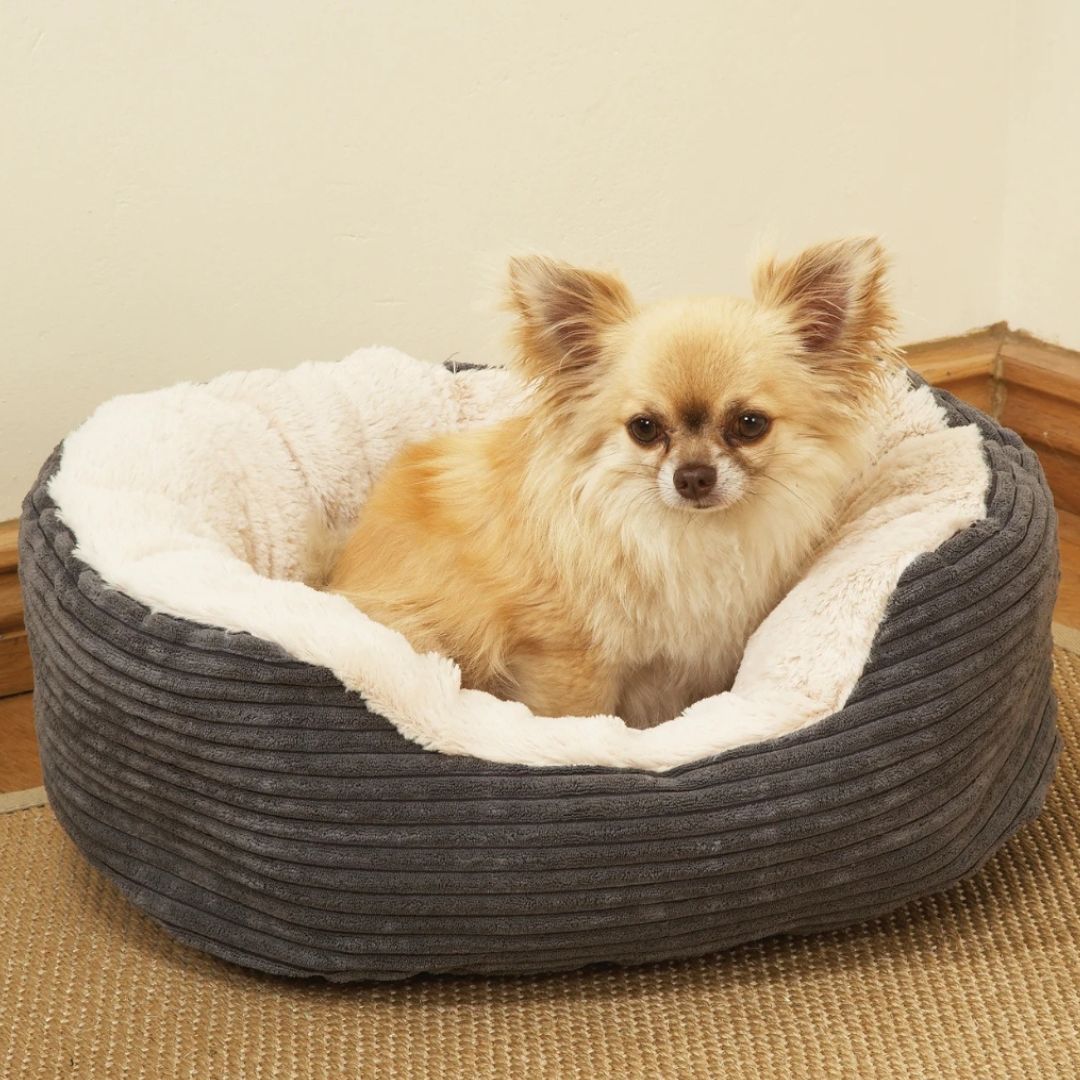 Rosewood Pet Bedding Grey Jumbo Cord/Plush Bed