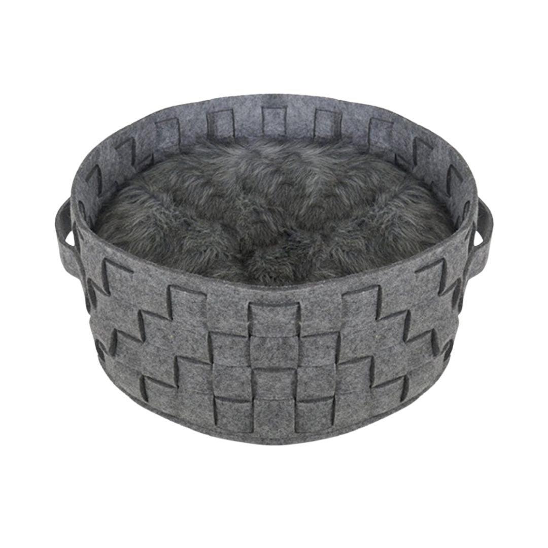 Rosewood Silver Felt & Fur Plaited (43cm x 43cm)
